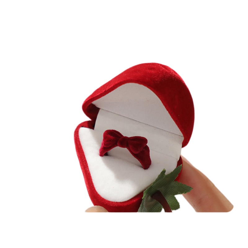 Cute Strawberry Ring Box Straw - đánh giá và giá Velvet Jewelry Box